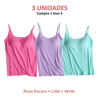 BLUSA REGATA  COM SUTIÃ EMBUTIDO (COMPRE 1 LEVE 3)